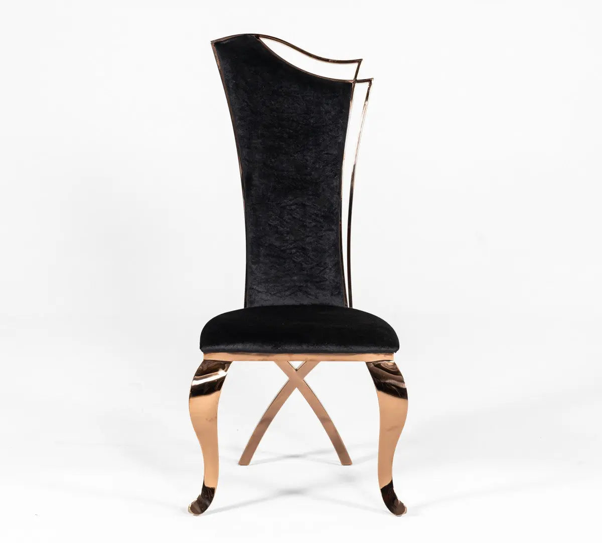 Modrest Bonnie Transitional Black Velvet & Rosegold Dining Chair (Set Of 2) Vgzay906-Blk