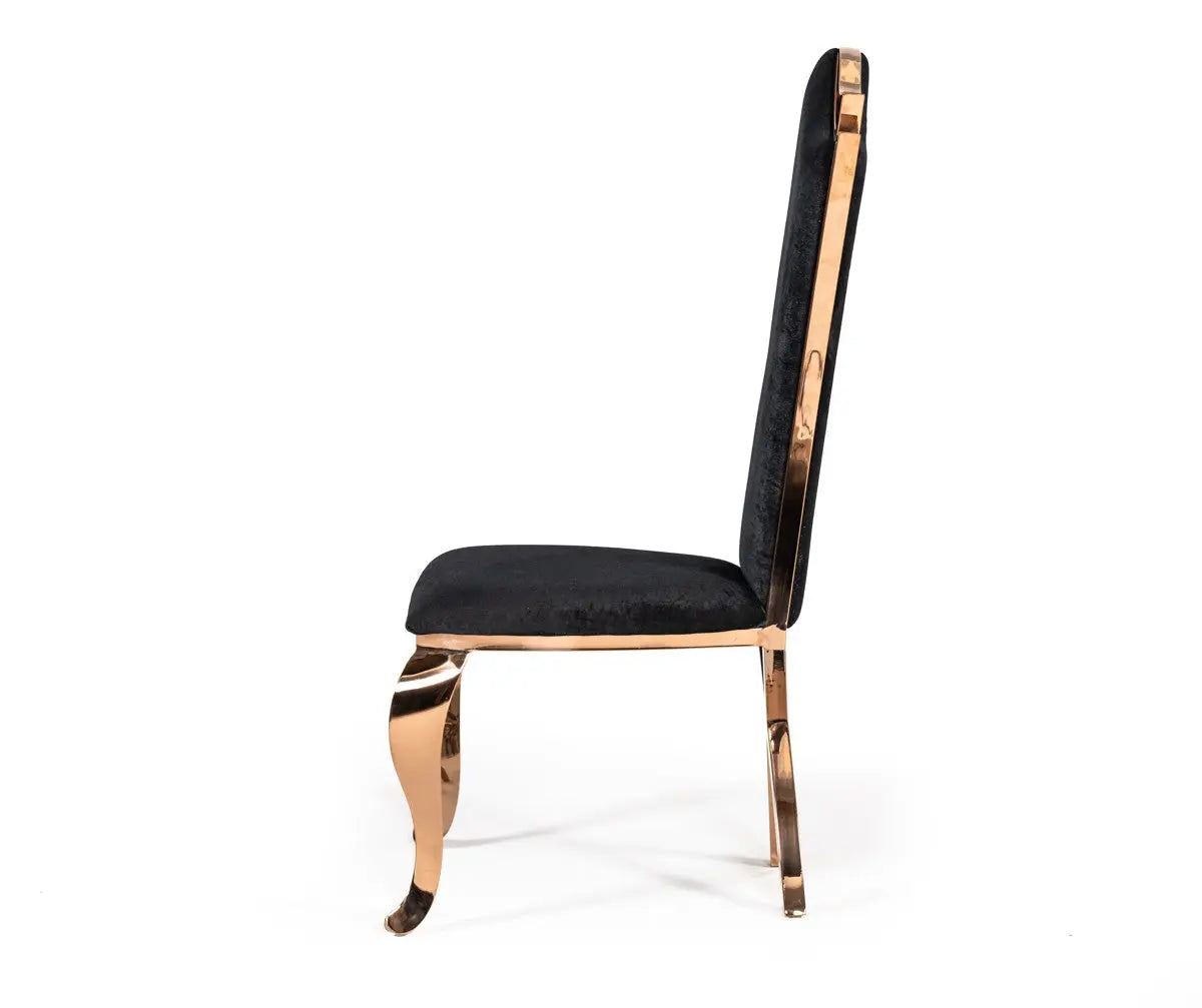 Modrest Bonnie Transitional Black Velvet & Rosegold Dining Chair (Set Of 2) Vgzay906-Blk