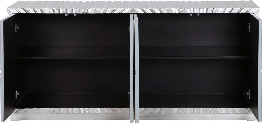 Silverton Sideboard Buffet in Silver Leaf Finish – Elegant Storage for Dining Rooms