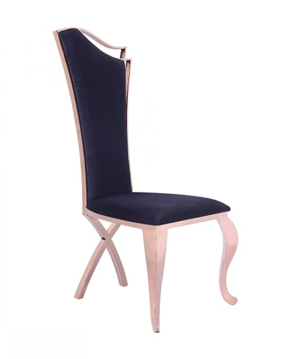 Modrest Bonnie Transitional Black Velvet & Rosegold Dining Chair (Set Of 2) Vgzay906-Blk