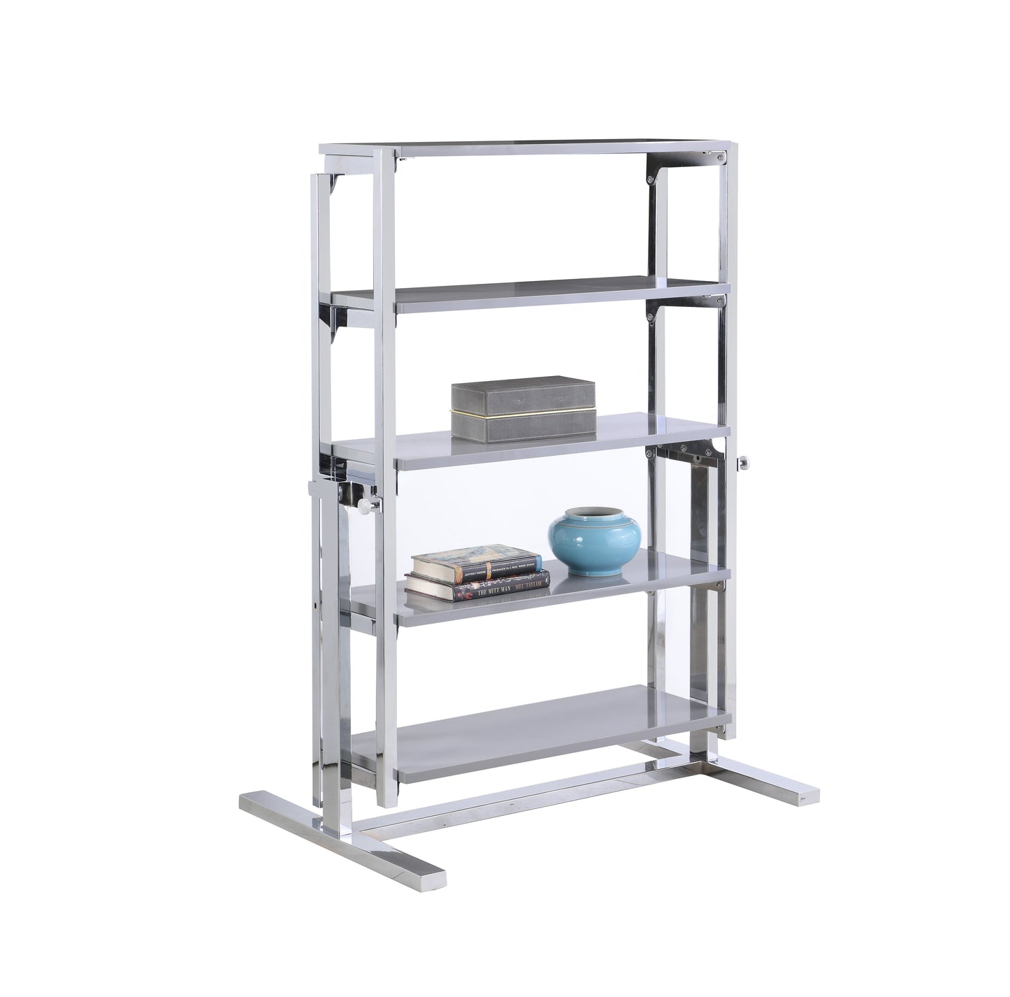 32" Convertible Bookshelf and Dining Table | Chintaly - 8473-DT-GRY-CHM