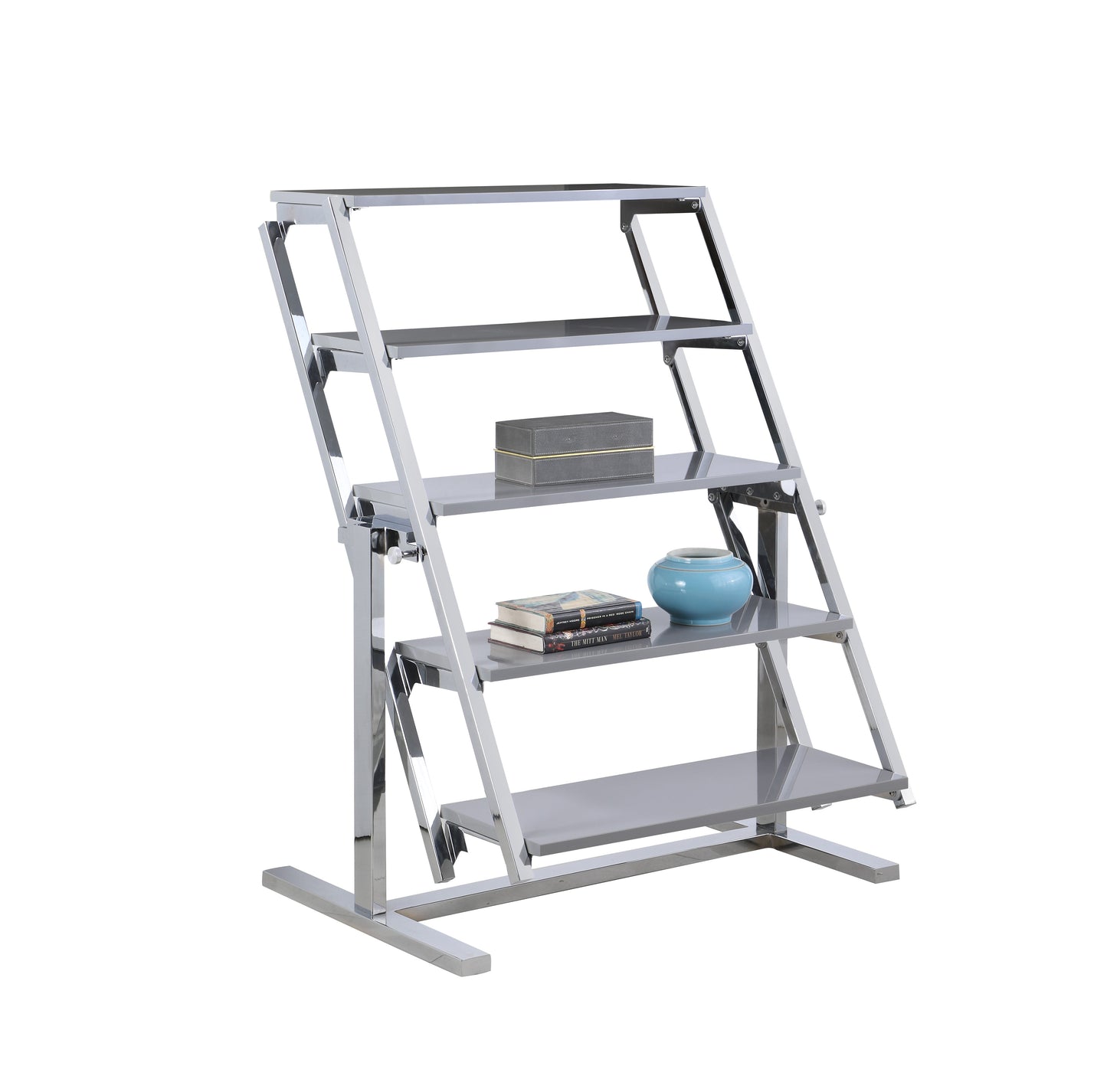 32" Convertible Bookshelf and Dining Table | Chintaly - 8473-DT-GRY-CHM