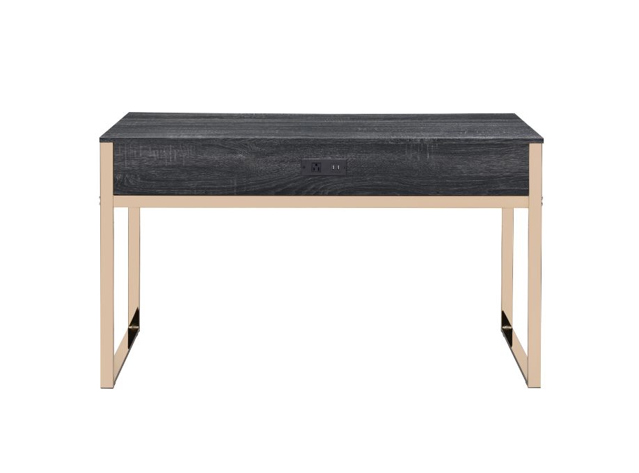Perle Writing Desk W/USB(Same Ac00897) 92715 Champagne Gold & Black Finish | Acme
