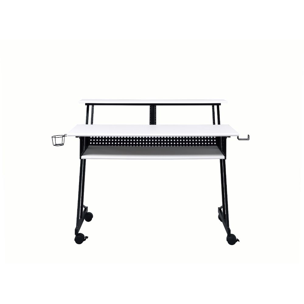 Suitor Music Recording Studio Desk 92902 White & Black Finish | Acme