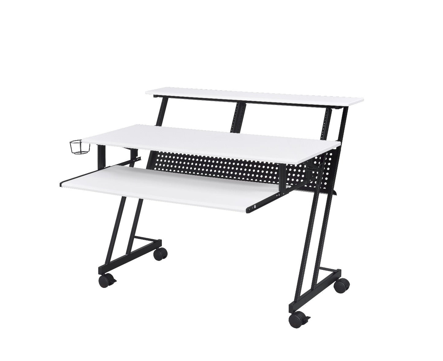 Suitor Music Recording Studio Desk 92902 White & Black Finish | Acme