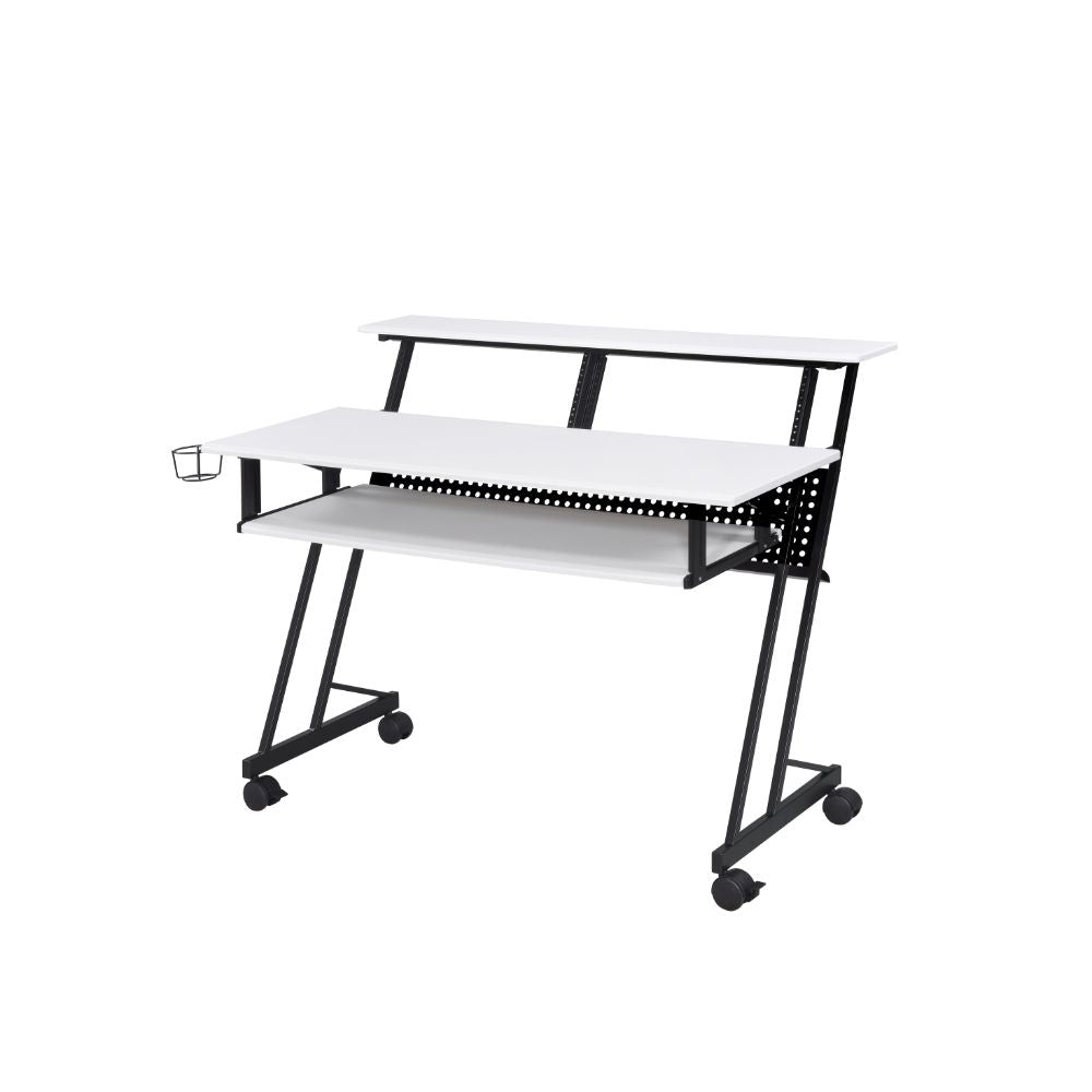 Suitor Music Recording Studio Desk 92902 White & Black Finish | Acme