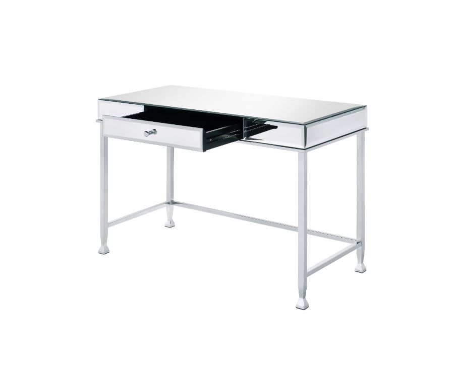 Canine Writing Desk 92975 Mirrored and Chrome Finish | Acme