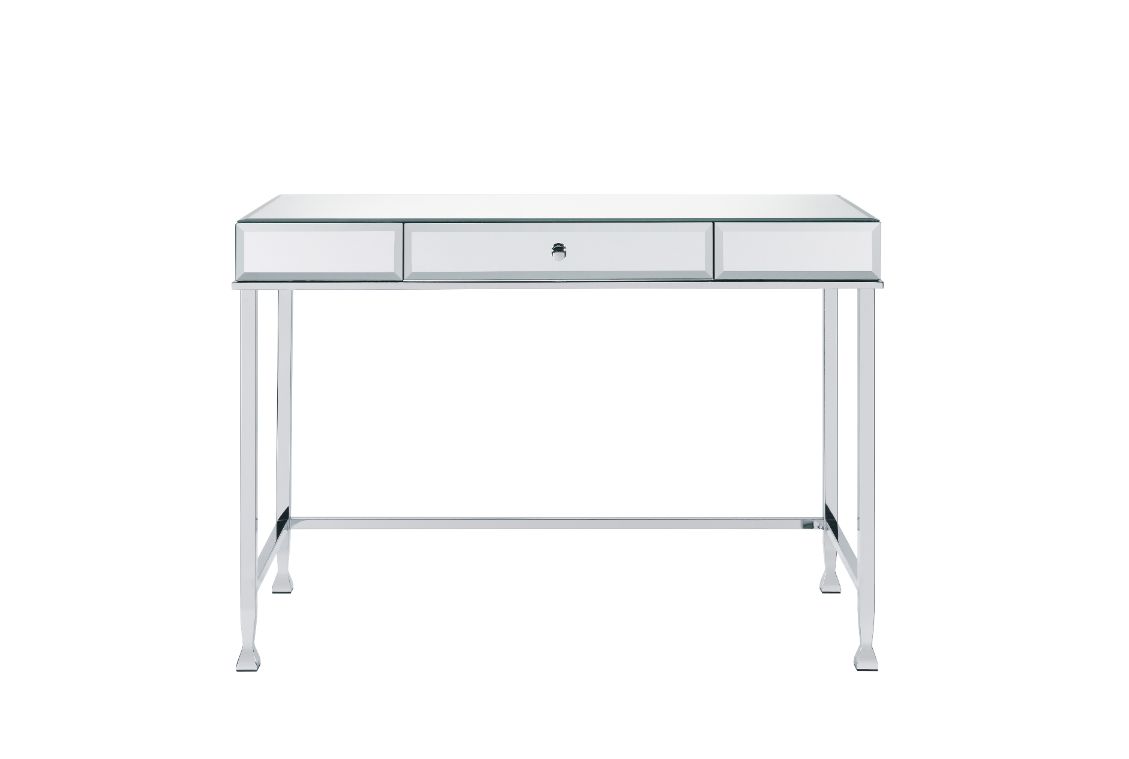 Canine Writing Desk 92975 Mirrored and Chrome Finish | Acme
