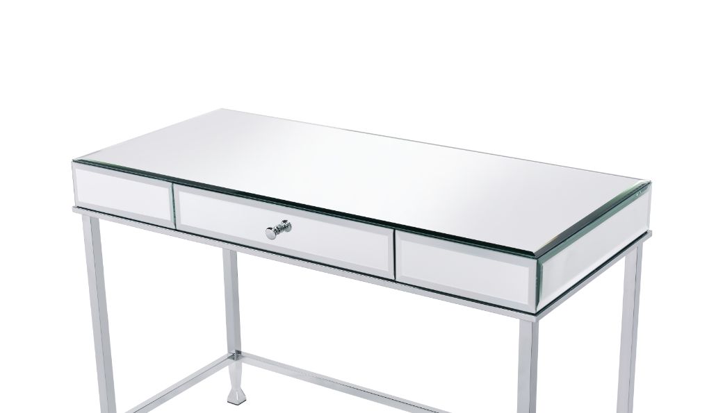Canine Writing Desk 92975 Mirrored and Chrome Finish | Acme