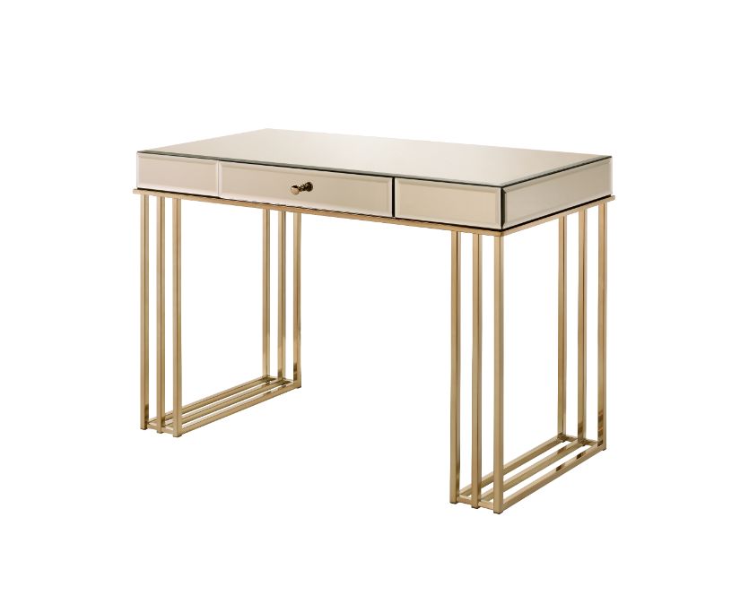 Critter Writing Desk 92981 Smoky Mirrored and Champagne Finish | Acme
