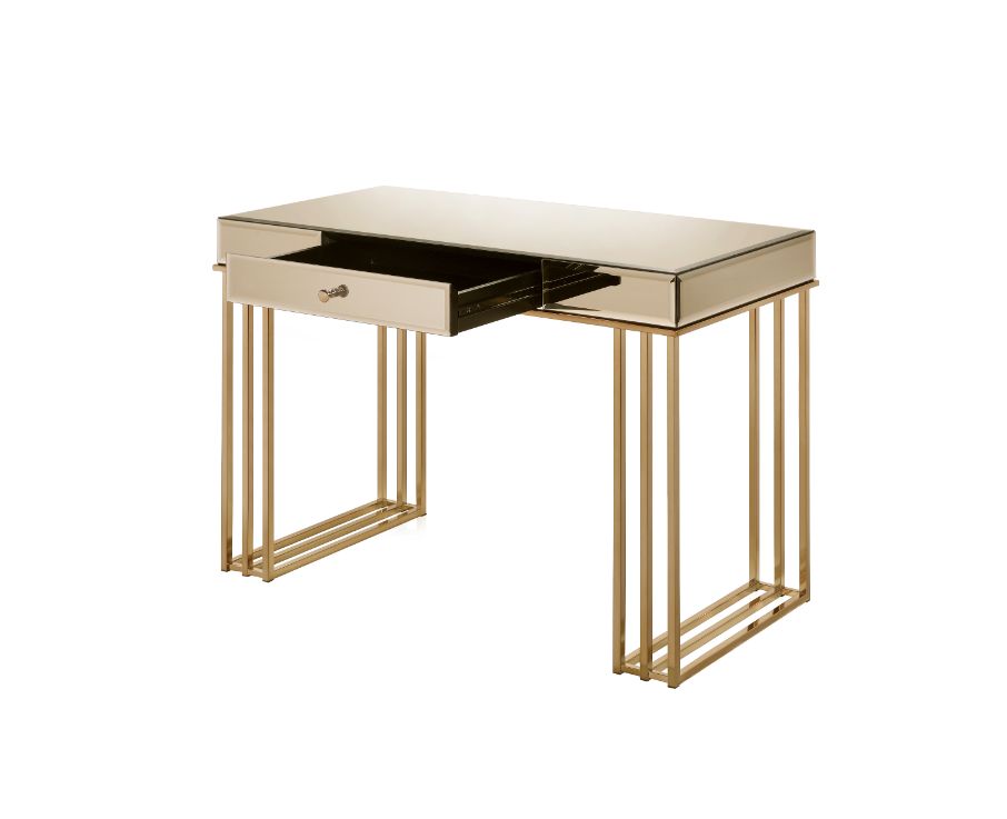 Critter Writing Desk 92981 Smoky Mirrored and Champagne Finish | Acme