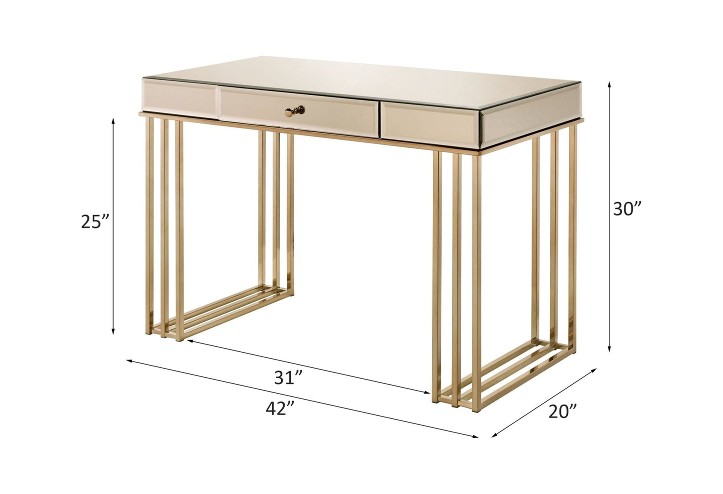 Critter Writing Desk 92981 Smoky Mirrored and Champagne Finish | Acme