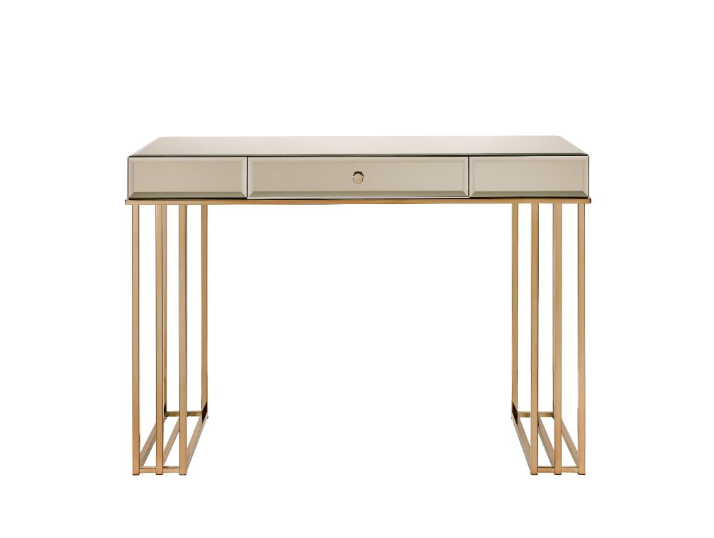 Critter Writing Desk 92981 Smoky Mirrored and Champagne Finish | Acme