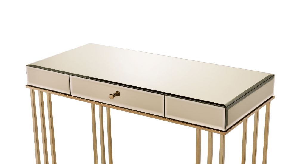 Critter Writing Desk 92981 Smoky Mirrored and Champagne Finish | Acme