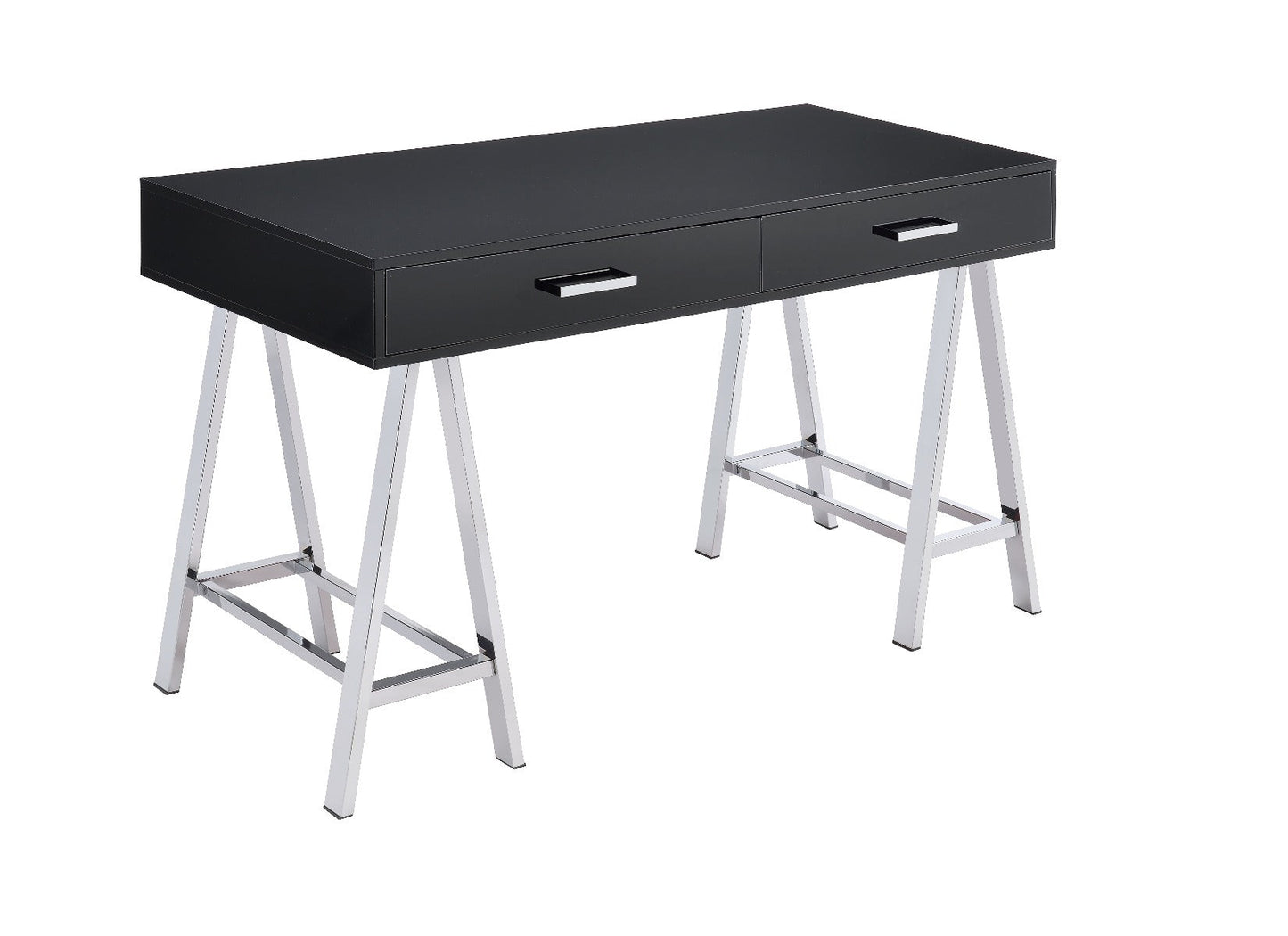 Coleen Writing Desk W/USB 93045 Black High Gloss & Chrome Finish | Acme
