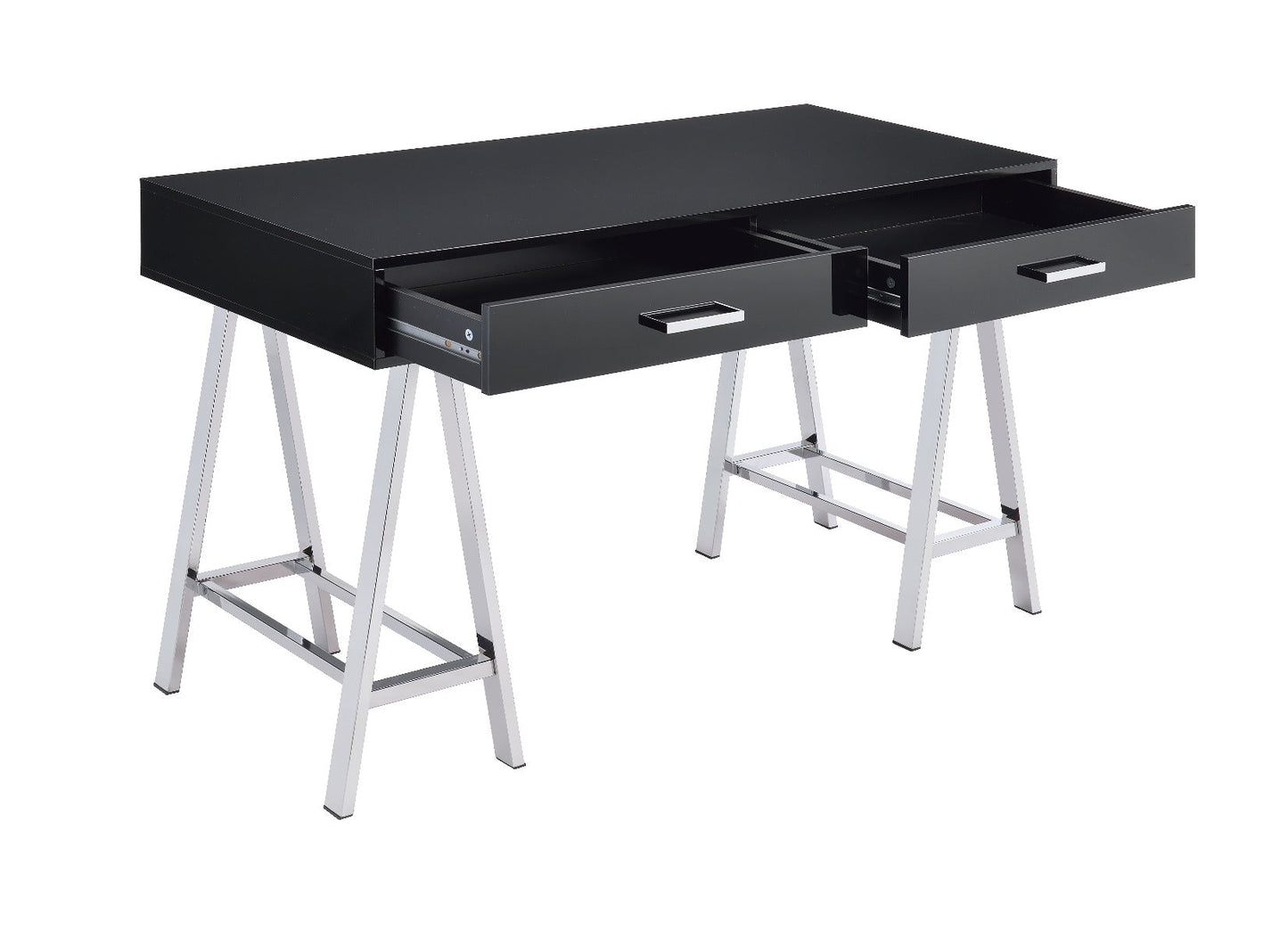 Coleen Writing Desk W/USB 93045 Black High Gloss & Chrome Finish | Acme