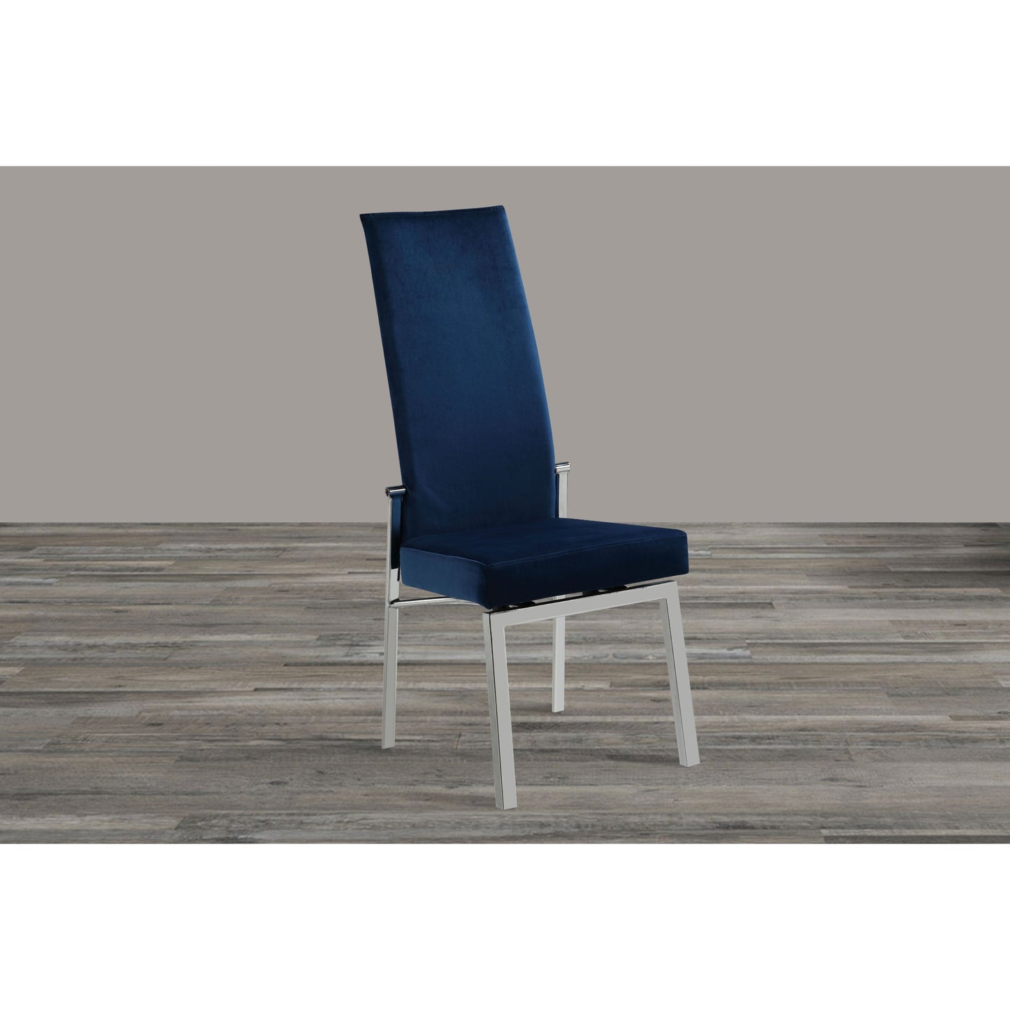 Contemporary Motion Back Side Chair w/ Chrome Frame - 2 per box | Chintaly - ANABEL-SC-BLU-FAB