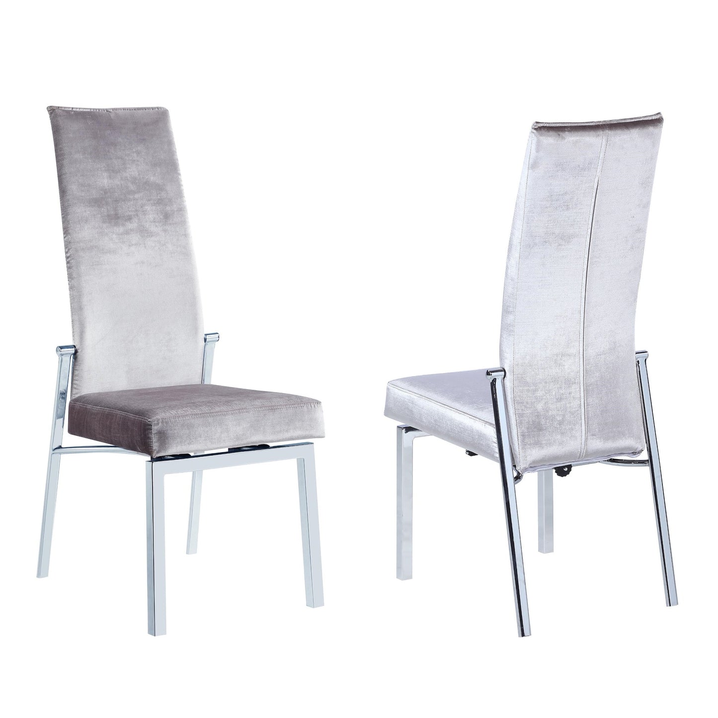 Contemporary Motion Back Side Chair w/ Chrome Frame - 2 per box | Chintaly - ANABEL-SC-GRY-FAB