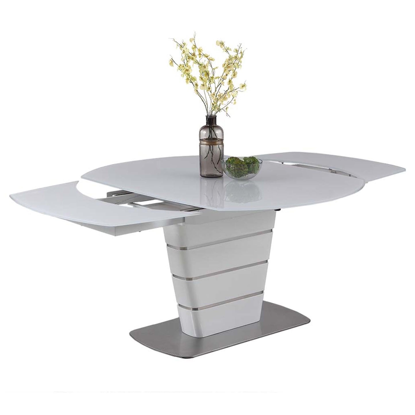 Contemporary White Motion-Extendable Dining Table | Chintaly - CHARLOTTE-DT
