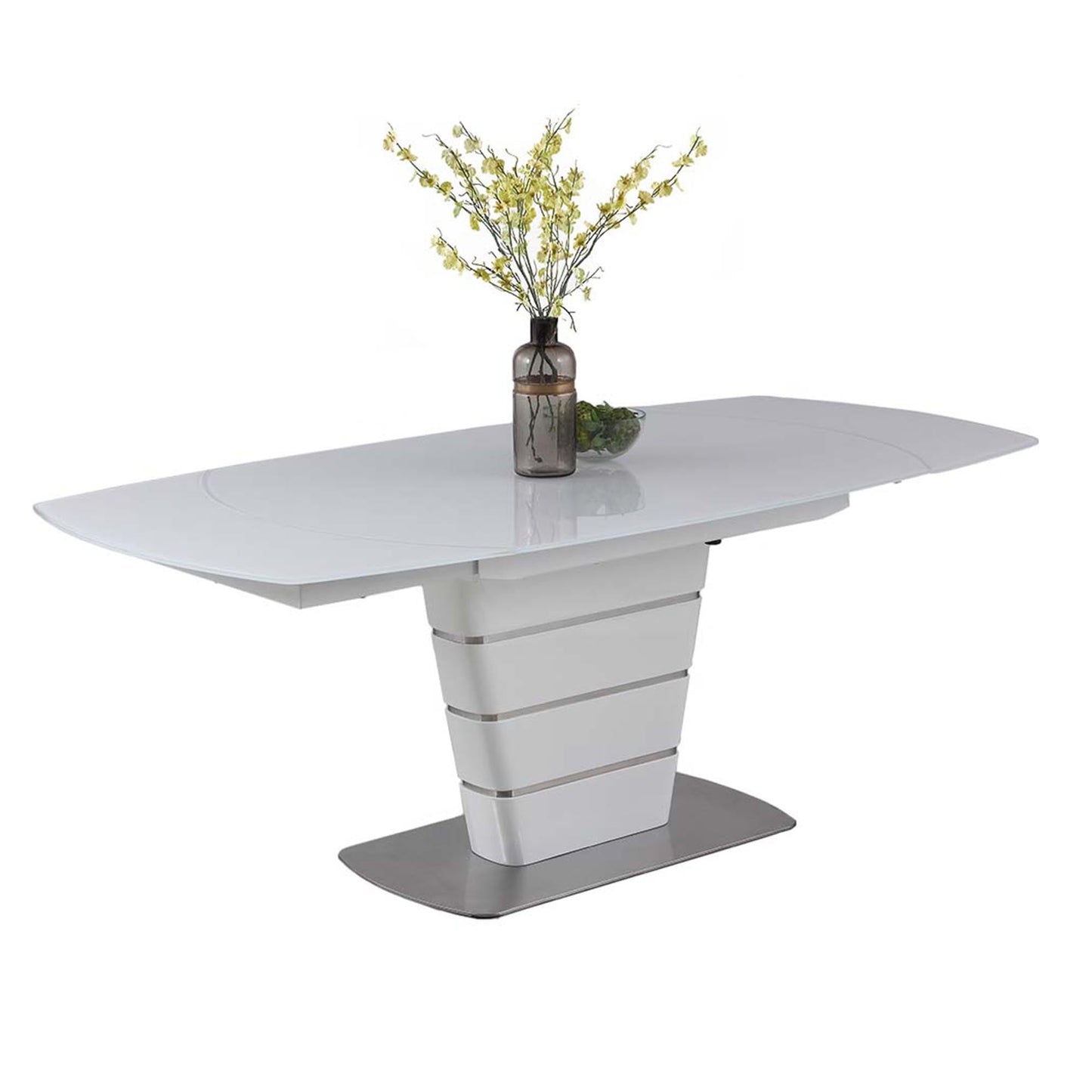 Contemporary White Motion-Extendable Dining Table | Chintaly - CHARLOTTE-DT