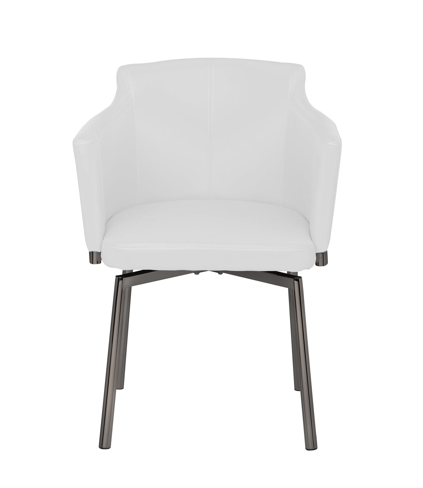 Contemporary Arm Chair w/ Steel Legs & Memory Swivel - 2 Per Box | Chintaly - DUSTY-AC-BKC-WHT