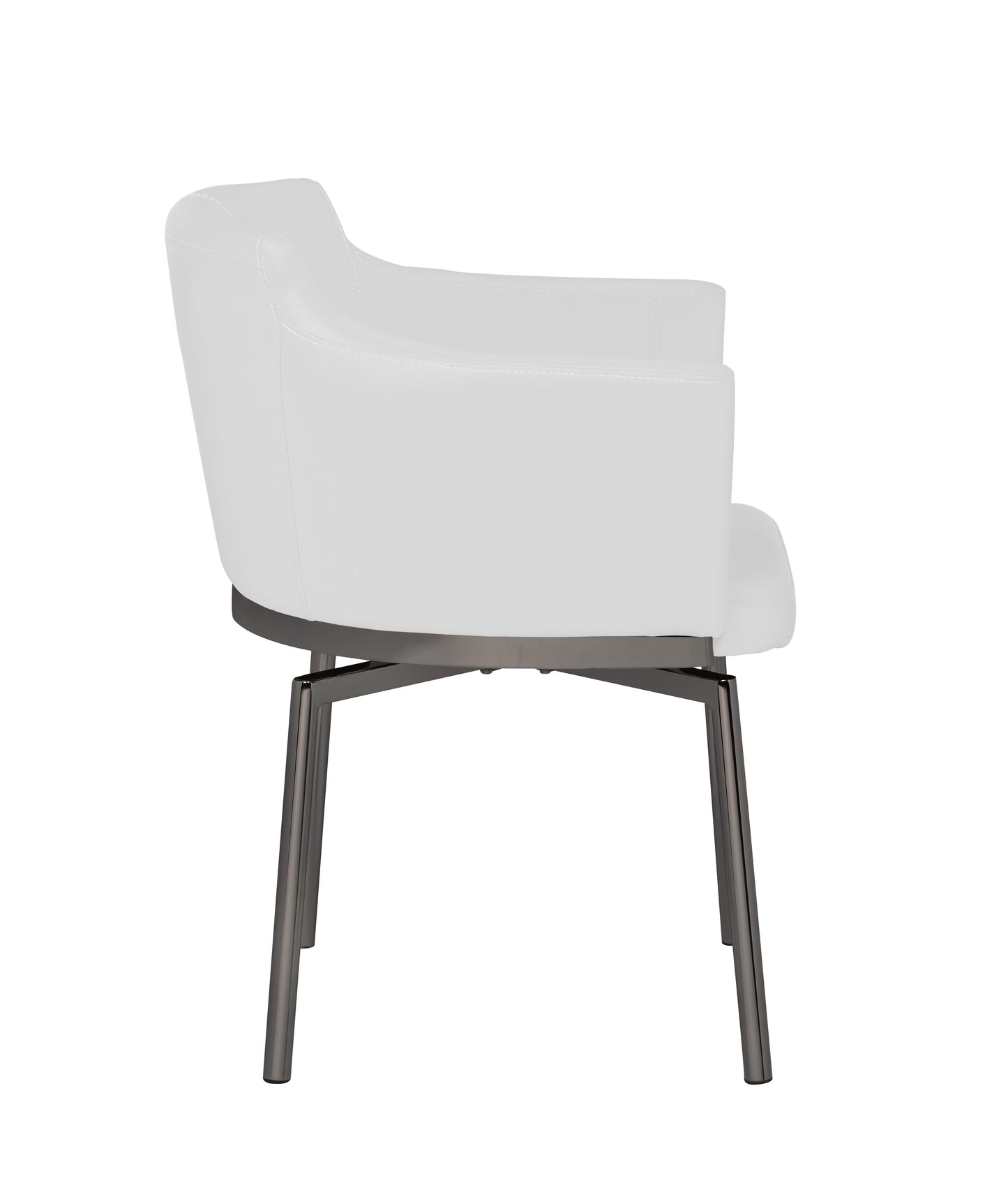 Contemporary Arm Chair w/ Steel Legs & Memory Swivel - 2 Per Box | Chintaly - DUSTY-AC-BKC-WHT