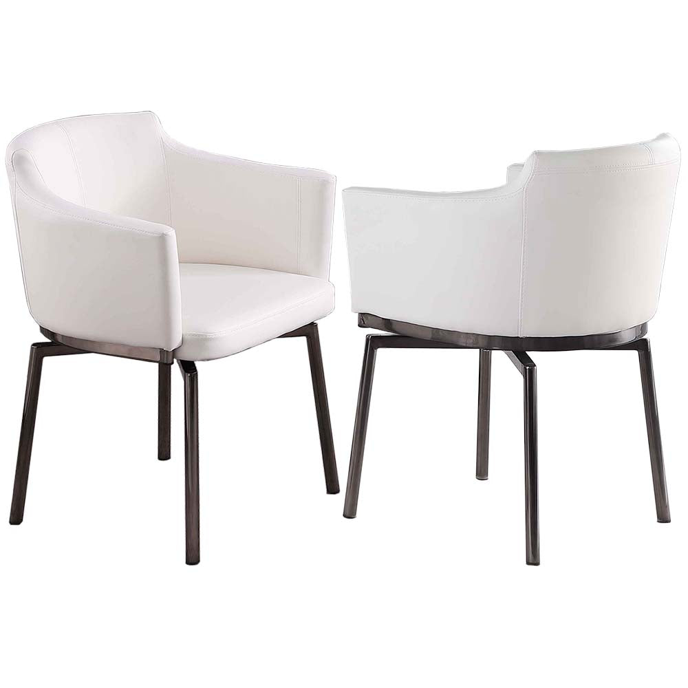 Contemporary Arm Chair w/ Steel Legs & Memory Swivel - 2 Per Box | Chintaly - DUSTY-AC-BKC-WHT