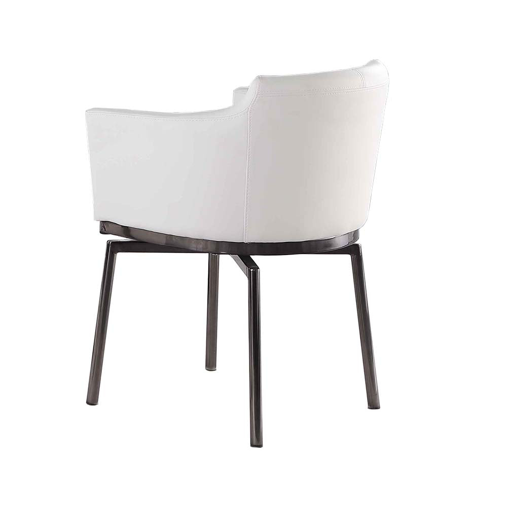 Contemporary Arm Chair w/ Steel Legs & Memory Swivel - 2 Per Box | Chintaly - DUSTY-AC-BKC-WHT