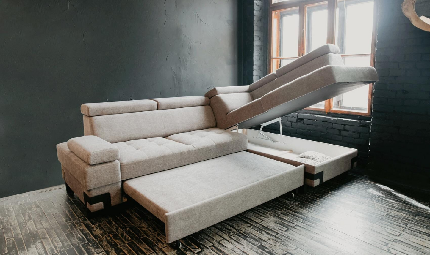 ESF Furniture Garda 3-Seater L-Shaped Sectional Sleeper Sofa with Chaise