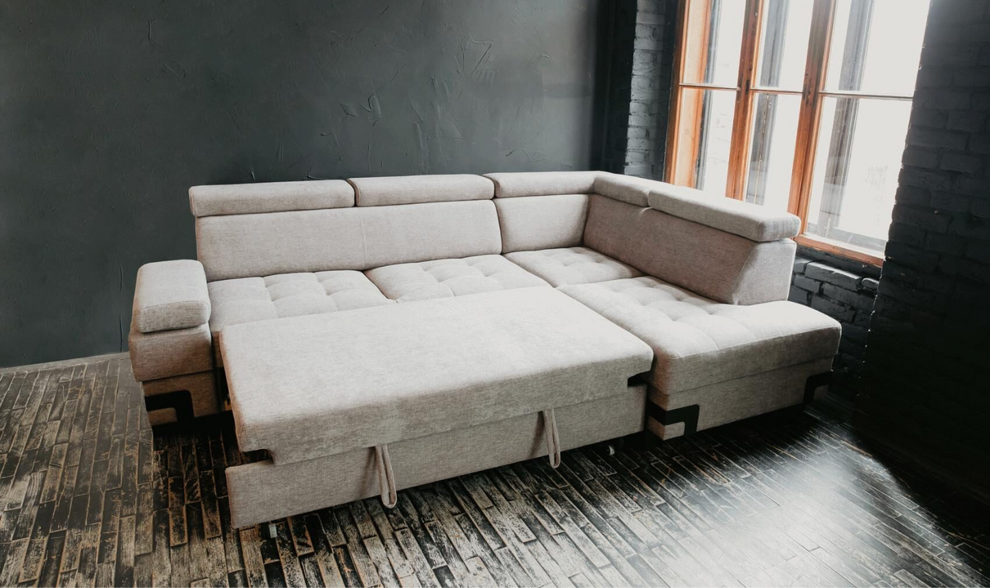 ESF Furniture Garda 3-Seater L-Shaped Sectional Sleeper Sofa with Chaise