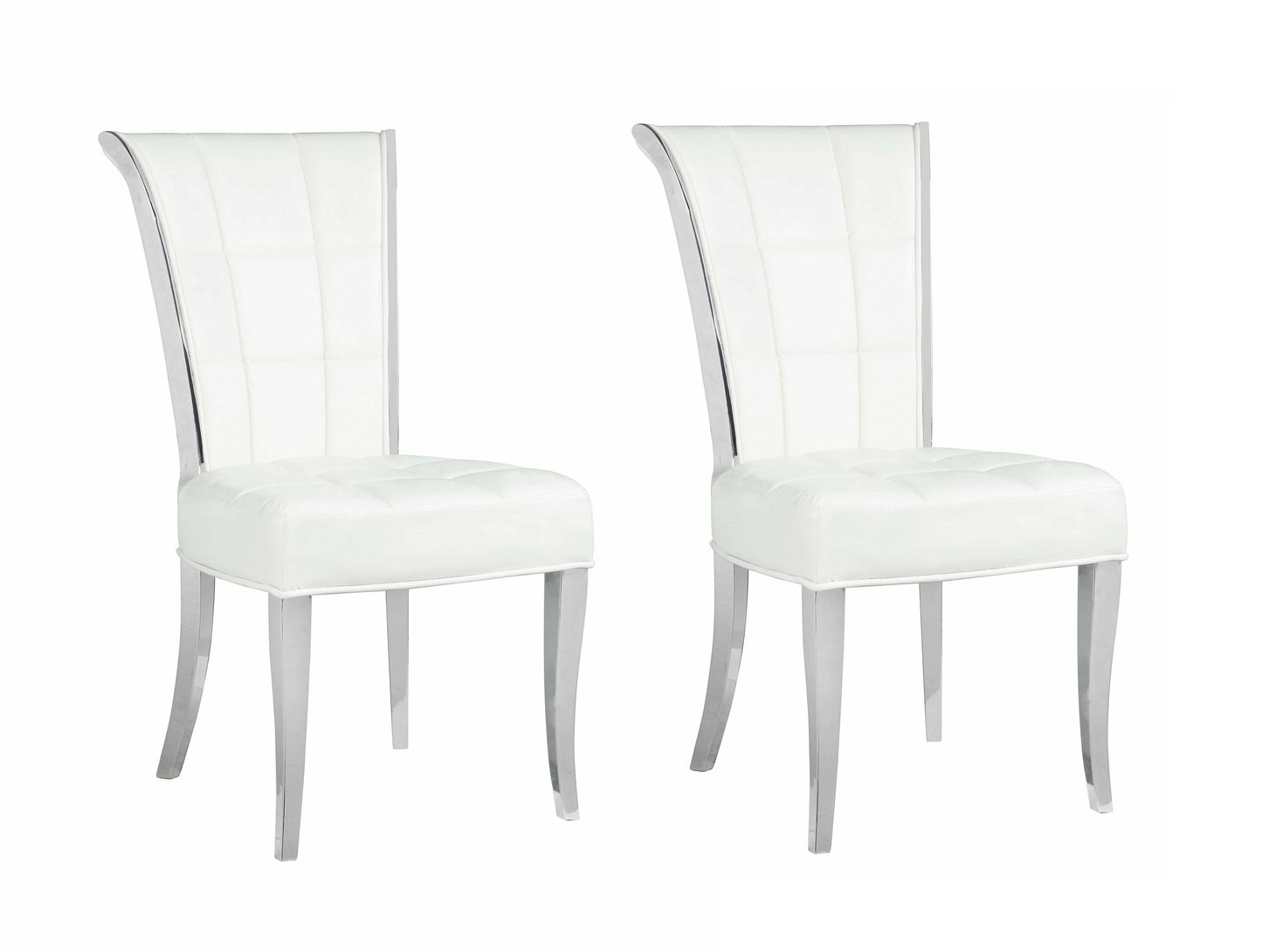 Contemporary Tufted Side Chair - 2 per box | Chintaly - IRIS-SC-WHT