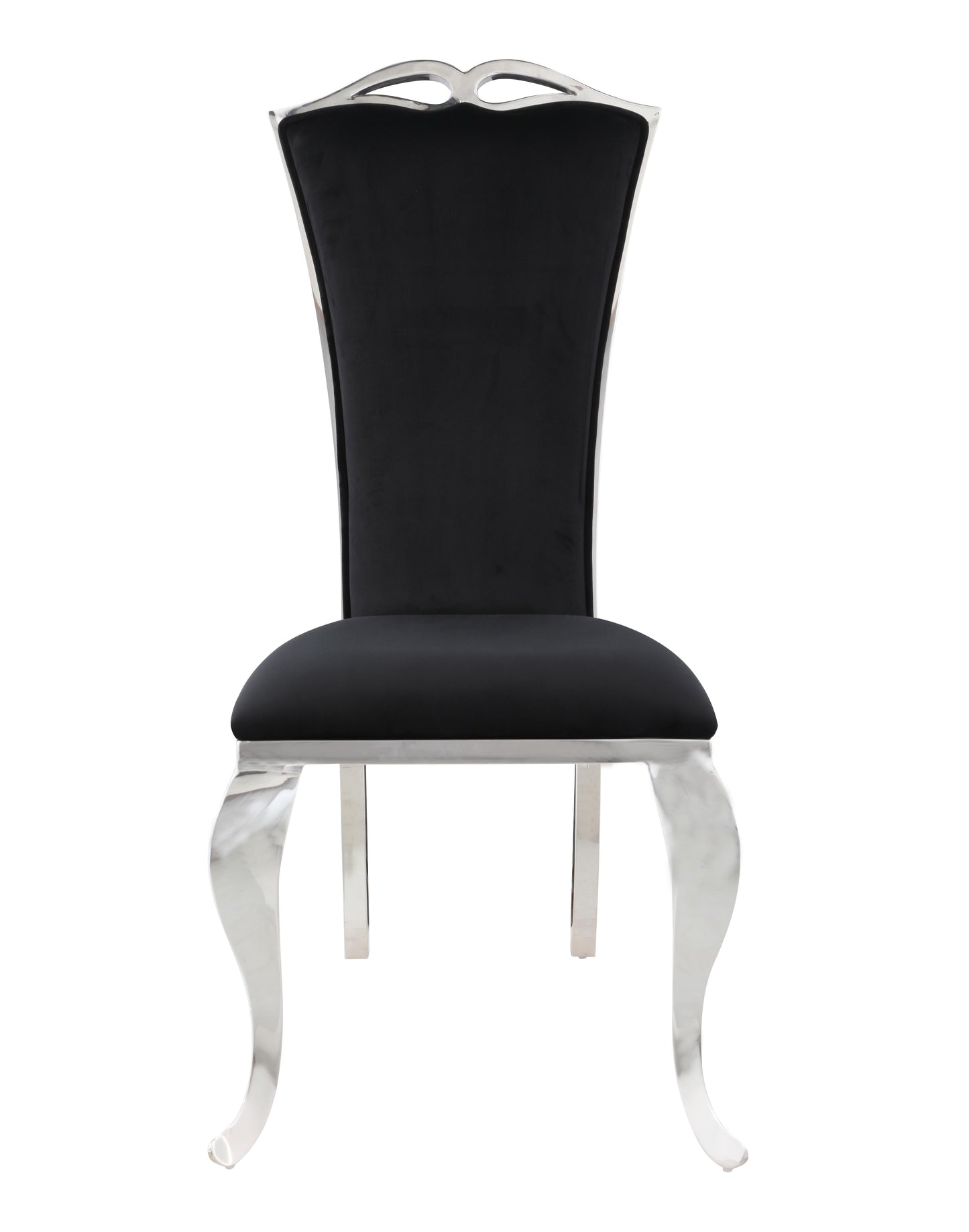 Modern Tall-Back Side Chair w/ Cabriole Legs - 2 per box | Chintaly - JAMIE-SC-BLK