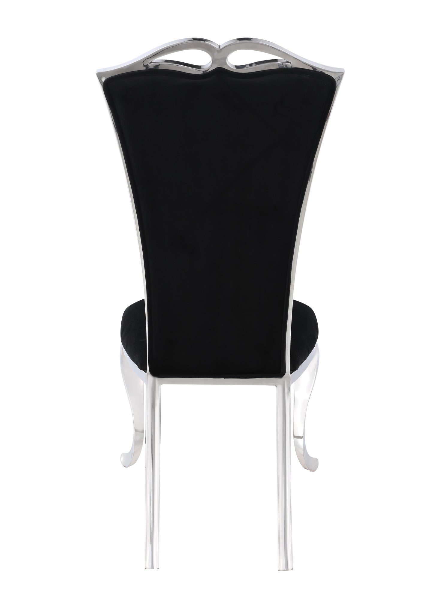 Modern Tall-Back Side Chair w/ Cabriole Legs - 2 per box | Chintaly - JAMIE-SC-BLK