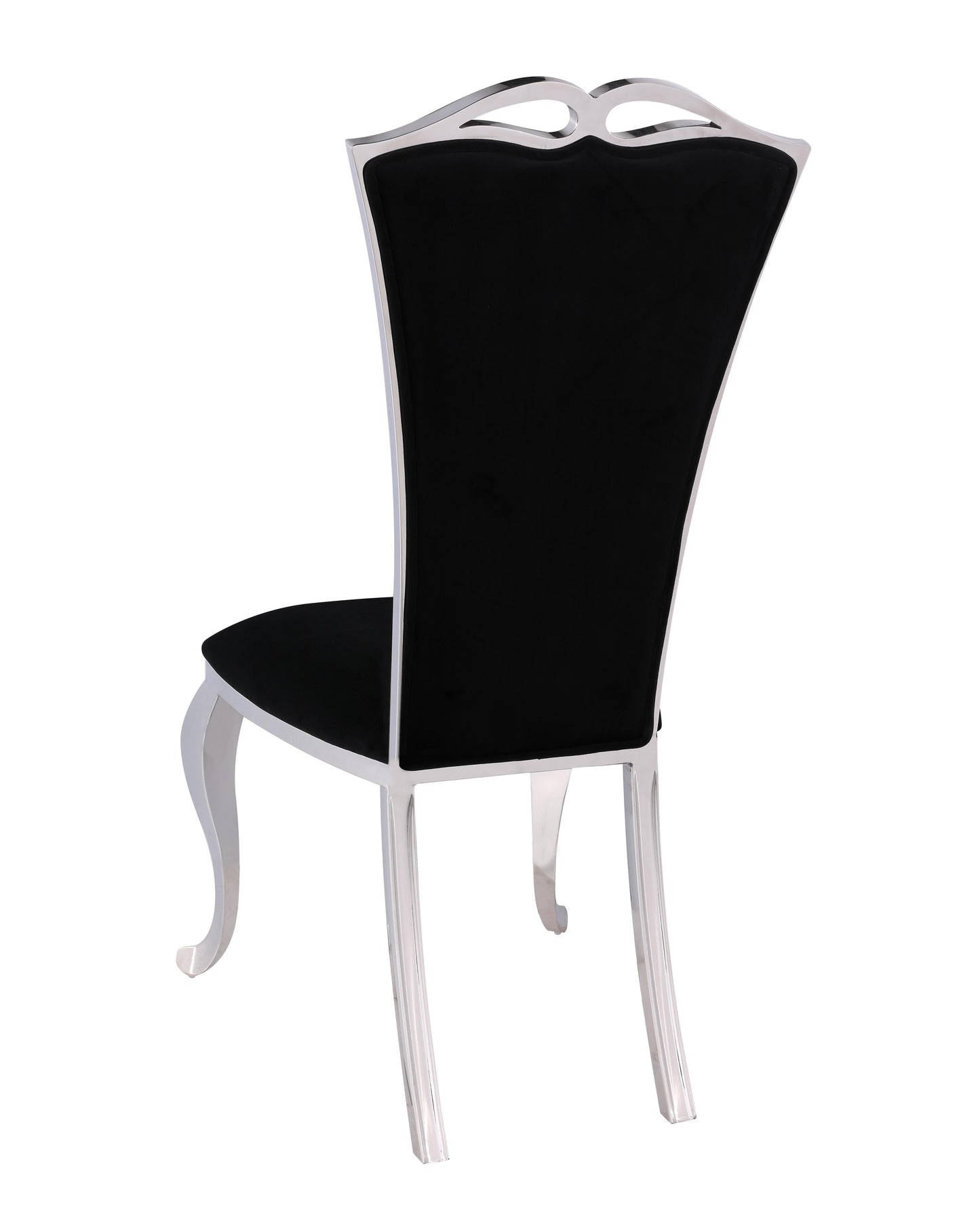 Modern Tall-Back Side Chair w/ Cabriole Legs - 2 per box | Chintaly - JAMIE-SC-BLK
