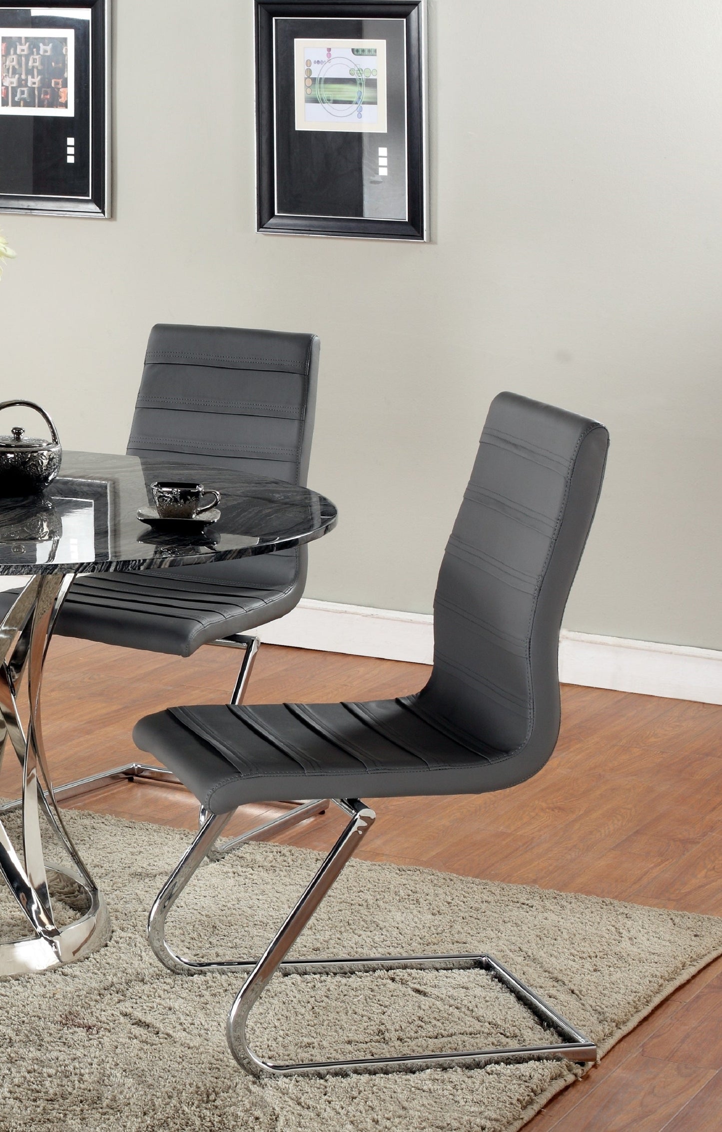 Contemporary Cantilever Side Chair w/ Double Stitching - 2 per box | Chintaly - JANET-SC