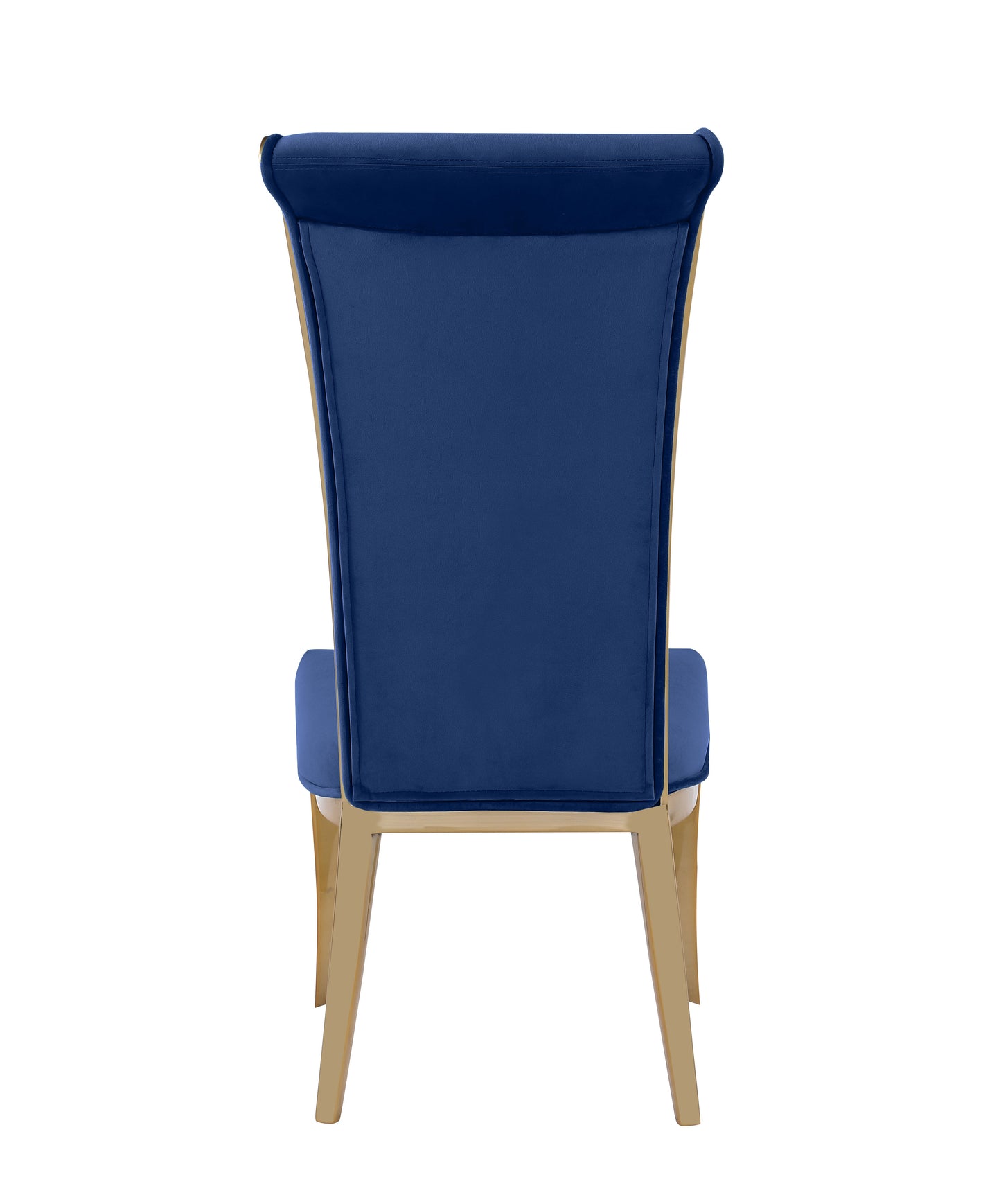 High Back Side Chair w/ Golden Frame - 2 Per Box | Chintaly - JOY-SC-BLU-BGL