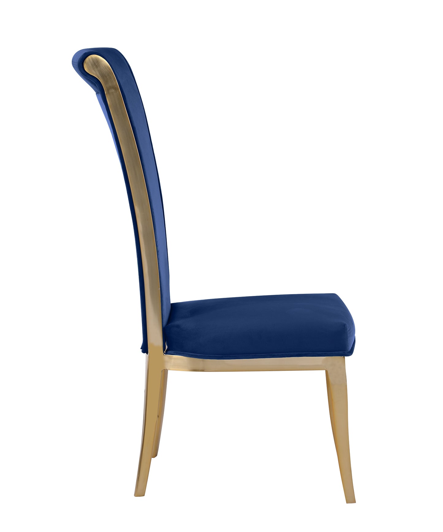 High Back Side Chair w/ Golden Frame - 2 Per Box | Chintaly - JOY-SC-BLU-BGL