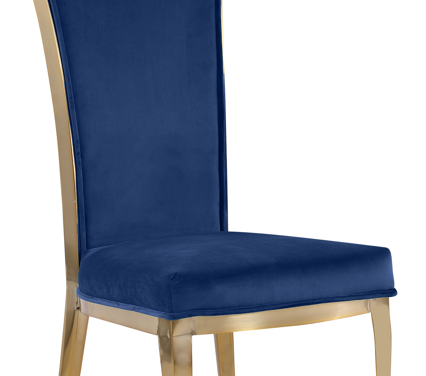 High Back Side Chair w/ Golden Frame - 2 Per Box | Chintaly - JOY-SC-BLU-BGL