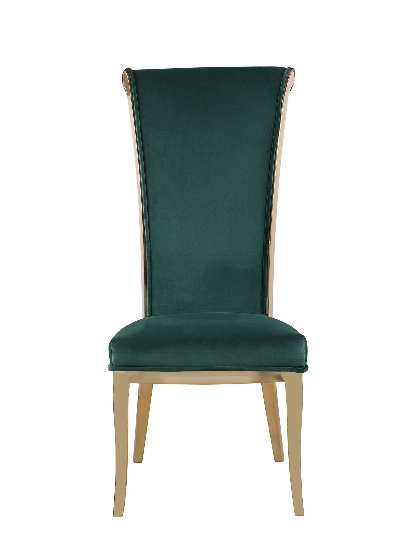 High Back Side Chair w/ Golden Frame - 2 Per Box | Chintaly - JOY-SC-GRN-BGL