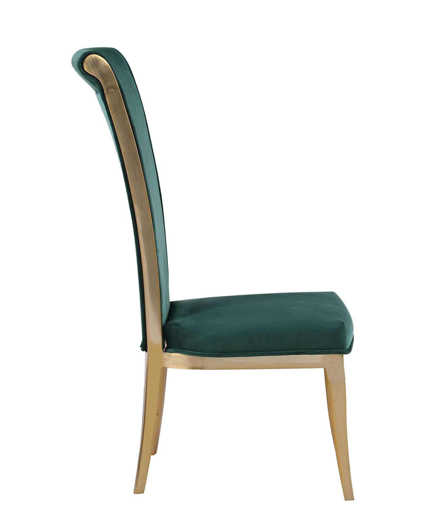 High Back Side Chair w/ Golden Frame - 2 Per Box | Chintaly - JOY-SC-GRN-BGL