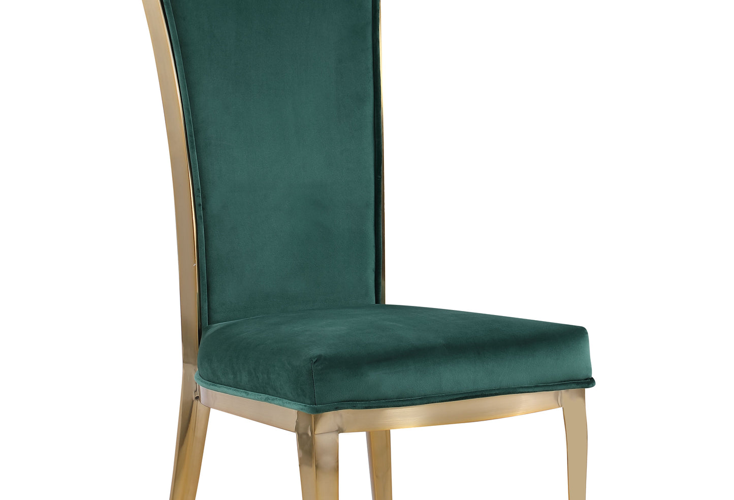 High Back Side Chair w/ Golden Frame - 2 Per Box | Chintaly - JOY-SC-GRN-BGL