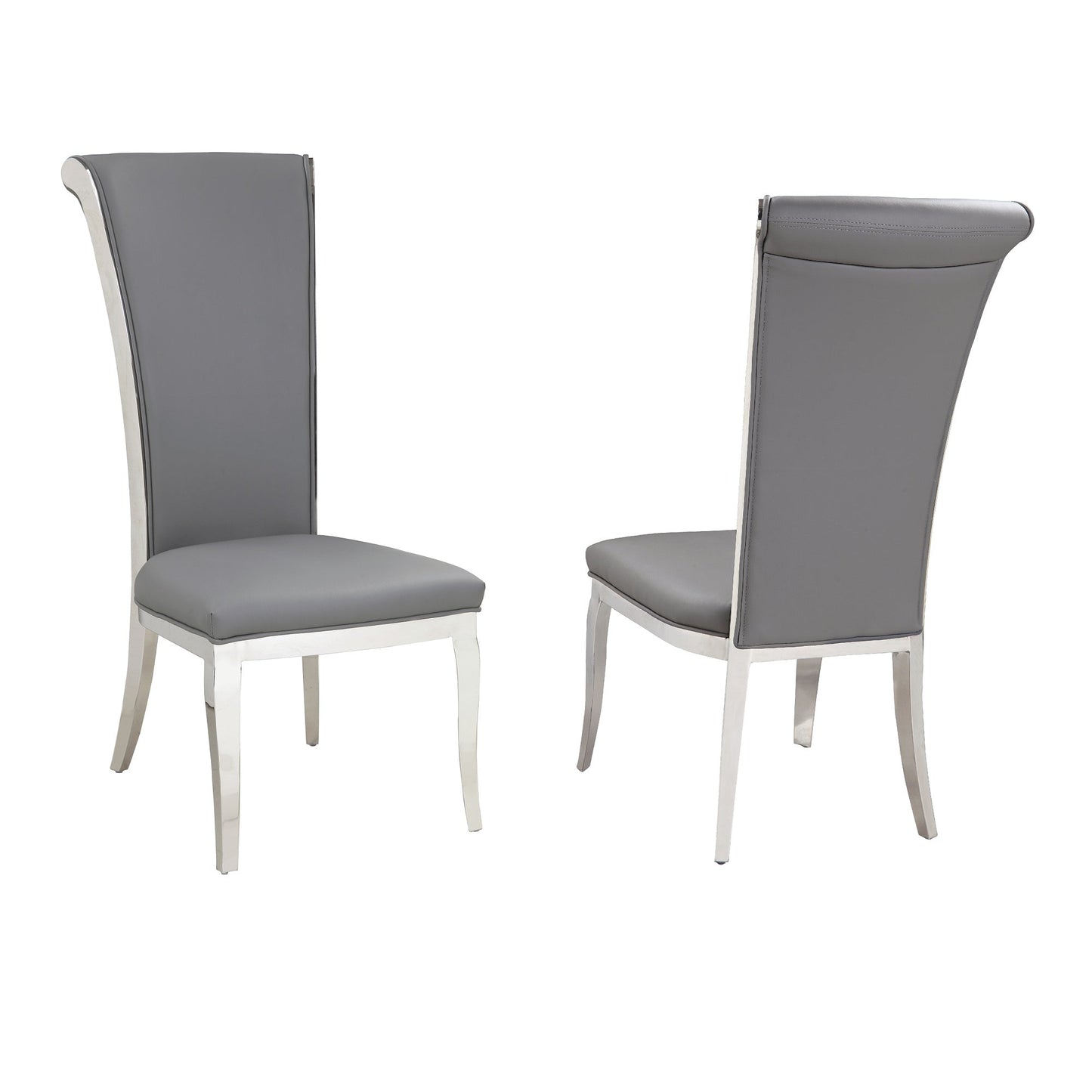 Contemporary High-Back Side Chair - 2 per box | Chintaly - JOY-SC-GRY-PU