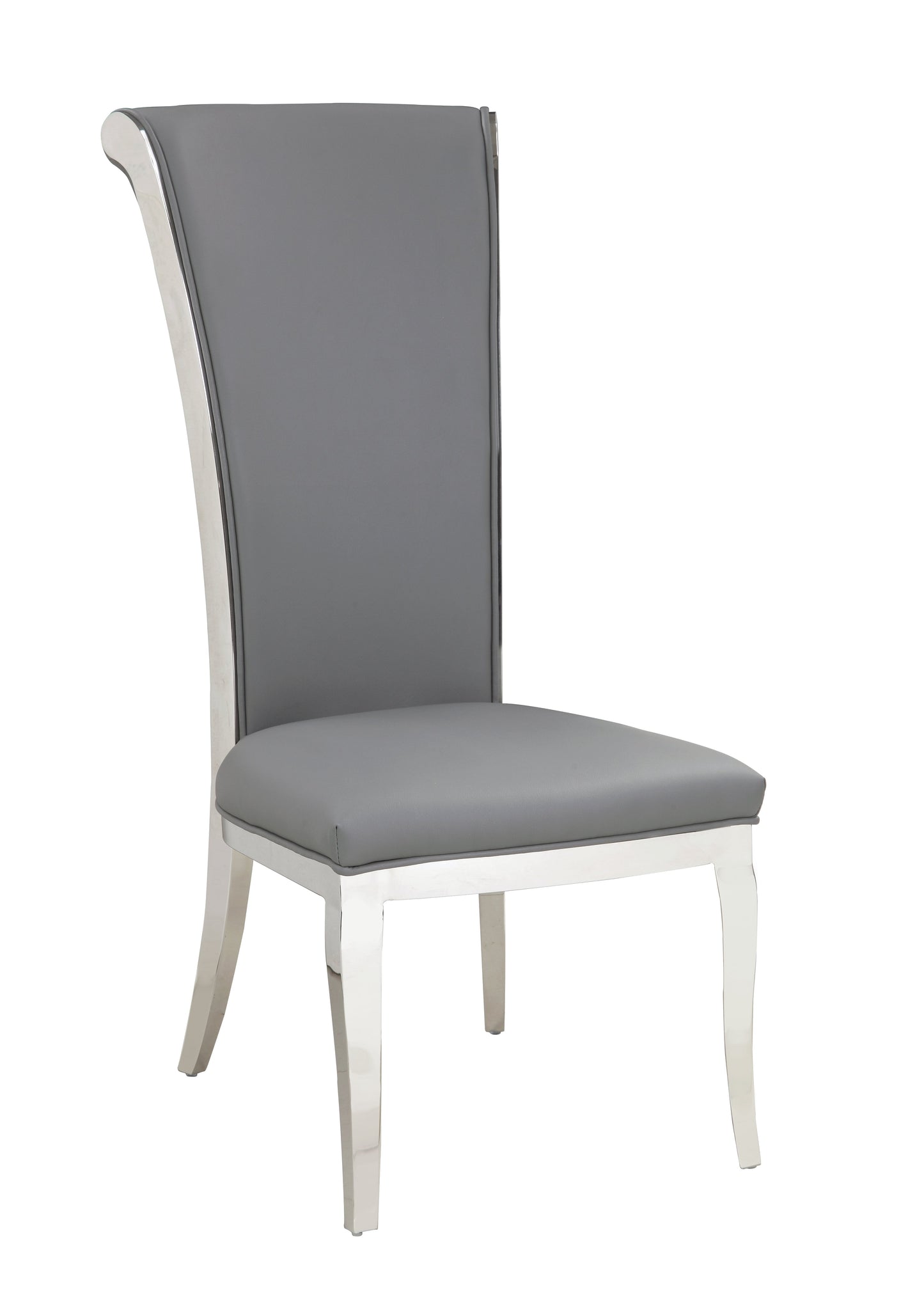Contemporary High-Back Side Chair - 2 per box | Chintaly - JOY-SC-GRY-PU