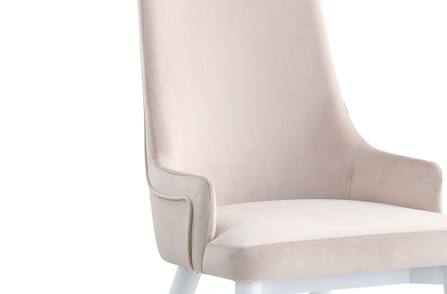 Modern Side Chair w/ Wooden Legs & Brass Back Handle - 2 Per Box | Chintaly - JUDY-SC-WHT-BGE
