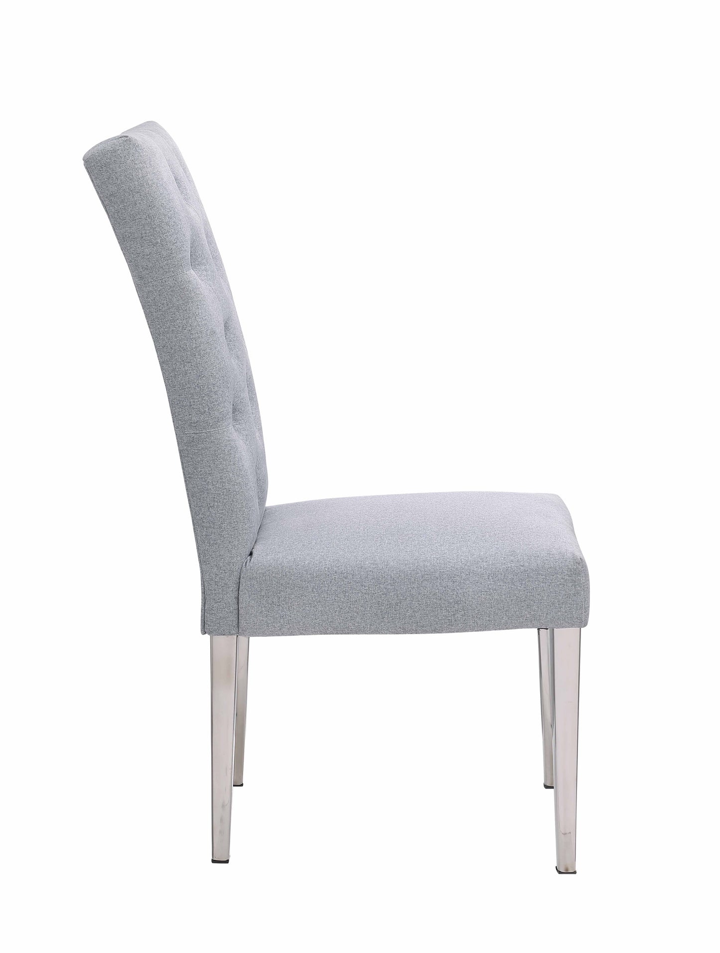 Button Tufted Back Side Chair w/ Steel Legs - 2 Per Box | Chintaly - KERRY-SC-POL-GRY