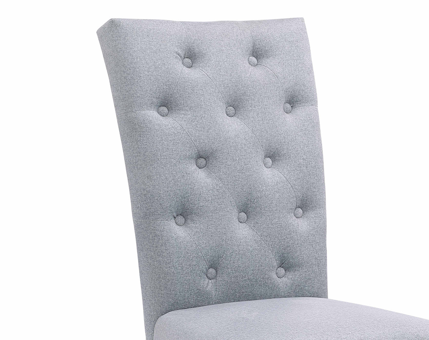Button Tufted Back Side Chair w/ Steel Legs - 2 Per Box | Chintaly - KERRY-SC-POL-GRY