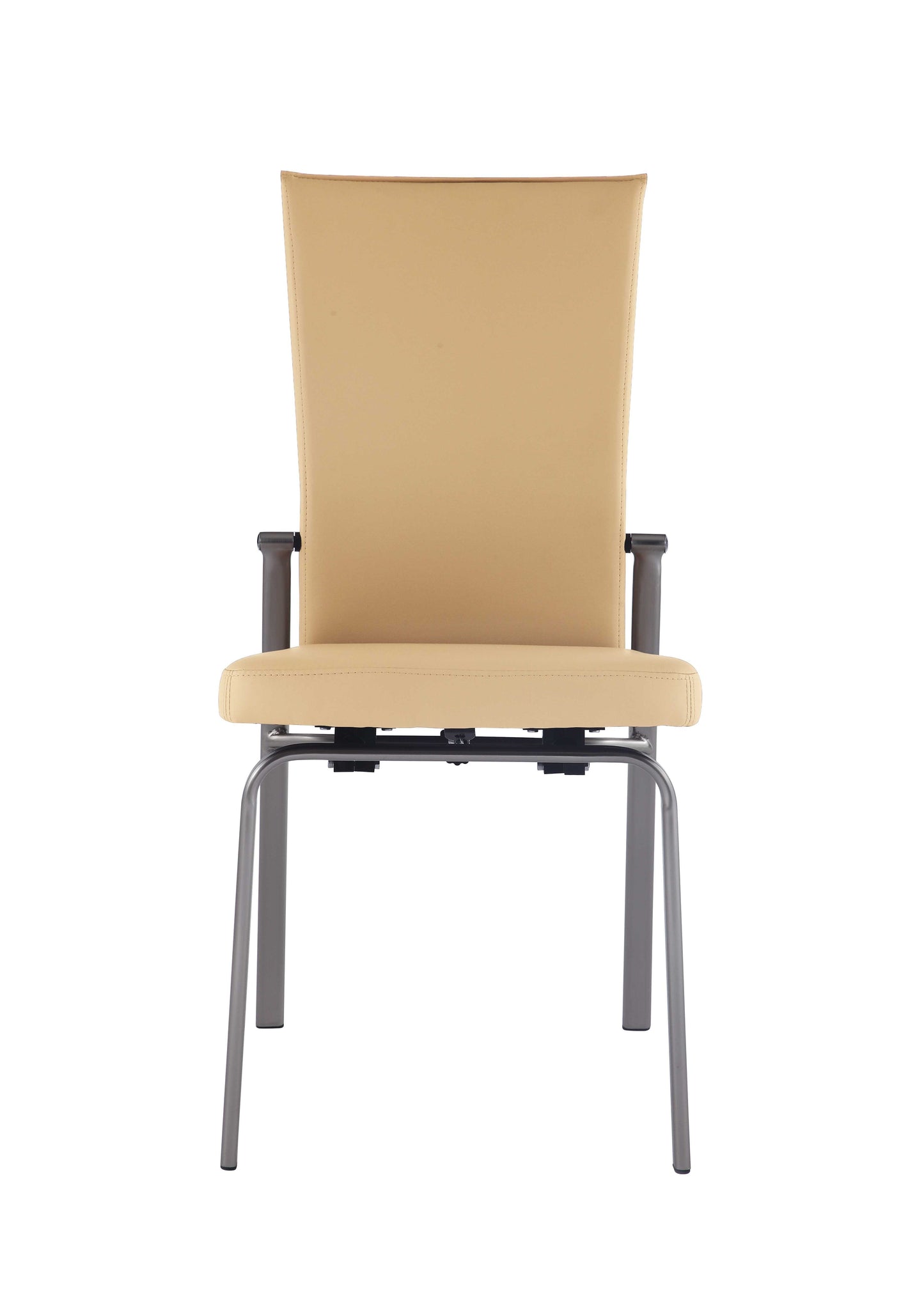Contemporary Motion-Back Side Chair w/ Brushed Steel Frame - 2 per box | Chintaly - MOLLY-SC-BGE