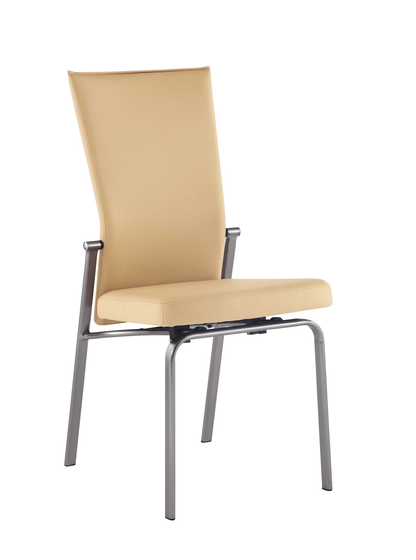 Contemporary Motion-Back Side Chair w/ Brushed Steel Frame - 2 per box | Chintaly - MOLLY-SC-BGE