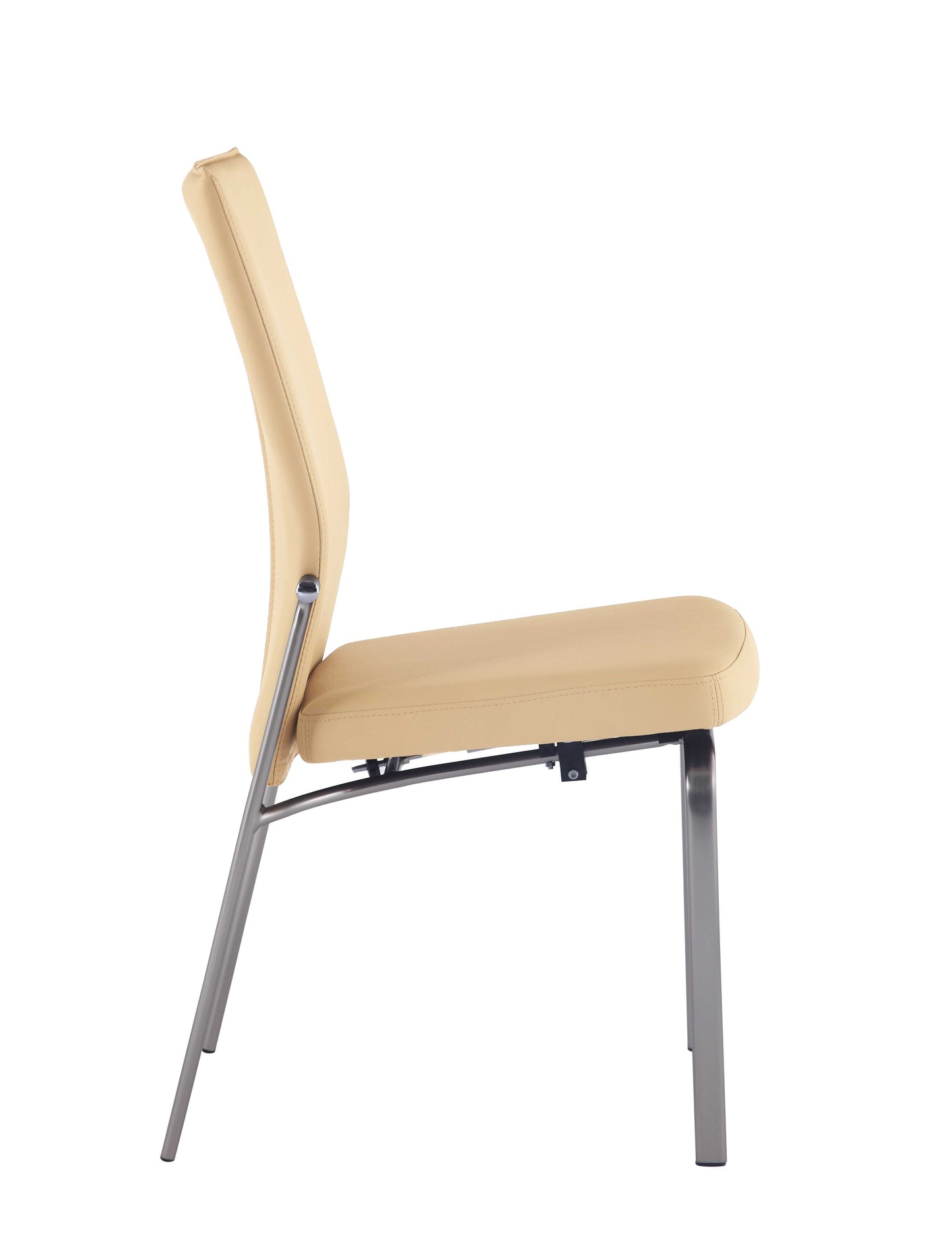 Contemporary Motion-Back Side Chair w/ Brushed Steel Frame - 2 per box | Chintaly - MOLLY-SC-BGE