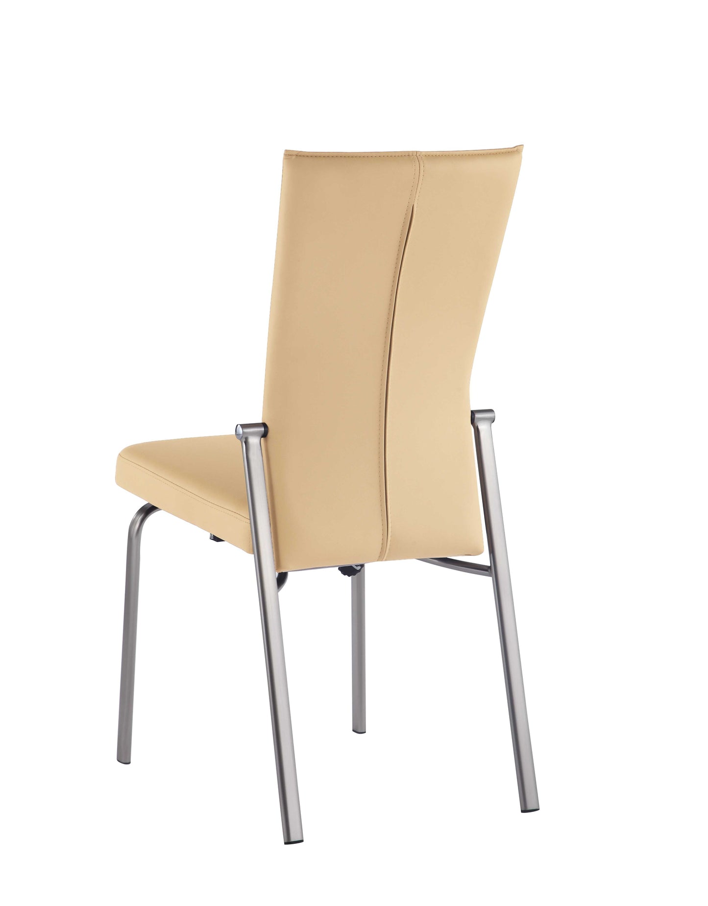 Contemporary Motion-Back Side Chair w/ Brushed Steel Frame - 2 per box | Chintaly - MOLLY-SC-BGE